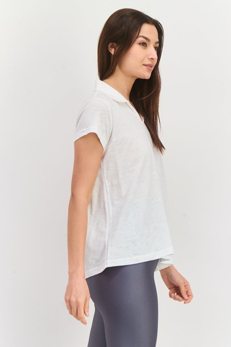 PUMA تي شيرت بولو نسائي رياضي بأكمام قصيرة، خارجي، أبيض - Image 4